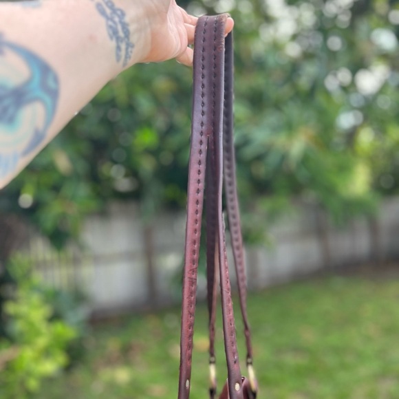 Rustic Boho Italian Leather Bag Burgundy Red Vintage Country Western Style Purse - Picture 3 of 16